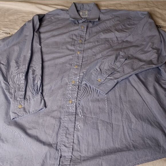 BrooksBrothers 17 1/2-3 MakersRelaxedPocket FitBluePlaidLngslvsButtonUpMen's - Picture 1 of 10